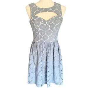 VTG Deb Lace Sleeveless Fit & Flare Dress Juniors Sz 7 Blue Y2K Vintage Coquette